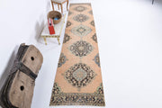 El yapımı vintage yolluk 81x287 cm oryantal desenli yün - detay görünümü