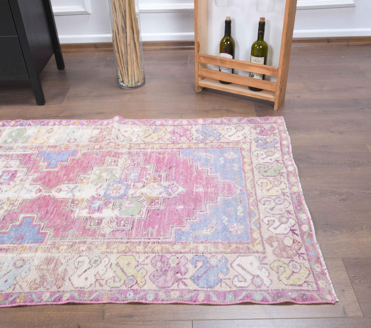 El yapımı vintage yolluk 91x274 cm oryantal desenli yün - açık alan görünümü