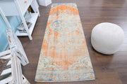 El yapımı vintage yolluk 89x269 cm oryantal desenli yün - detay görünümü