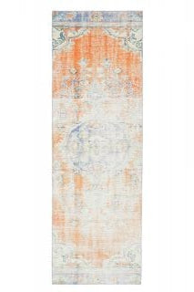 El yapımı vintage yolluk 89x269 cm oryantal desenli yün - üstten görünüm