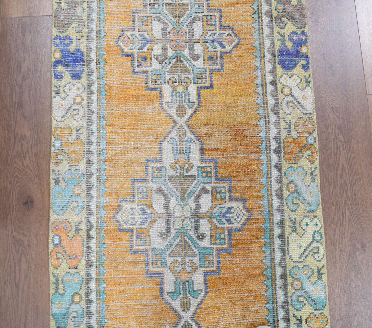 El yapımı vintage yolluk 81x272 cm oryantal desenli yün - mekan görünümü