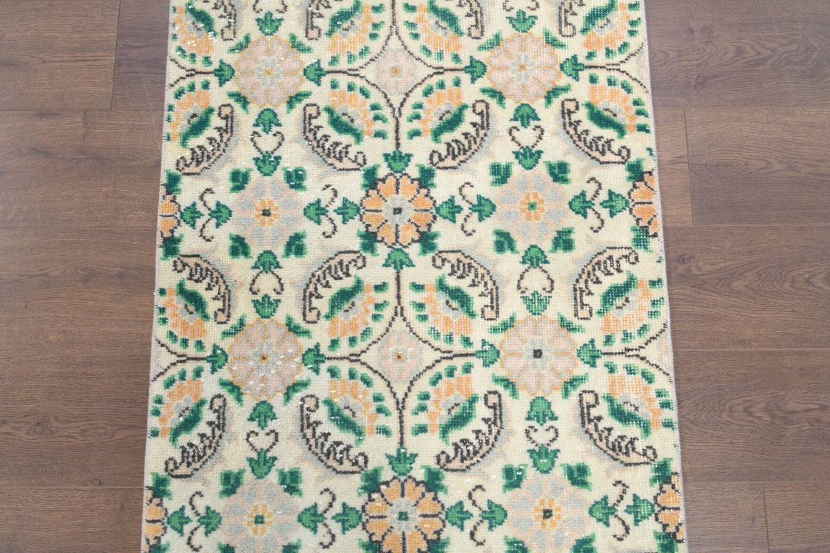 El yapımı vintage yolluk 76x287 cm çiçek desenli desenli yün - mekan görünümü
