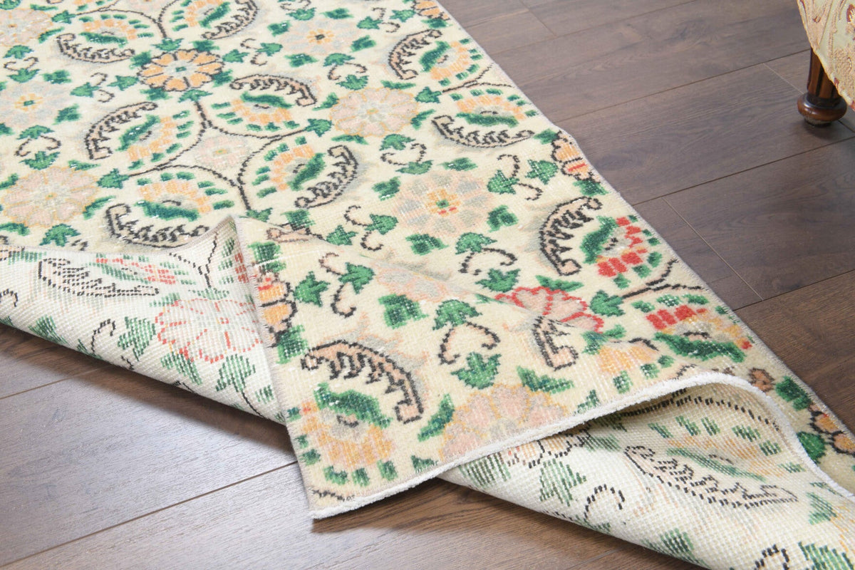 El yapımı vintage yolluk 76x287 cm çiçek desenli desenli yün - farklı açıdan görünüm