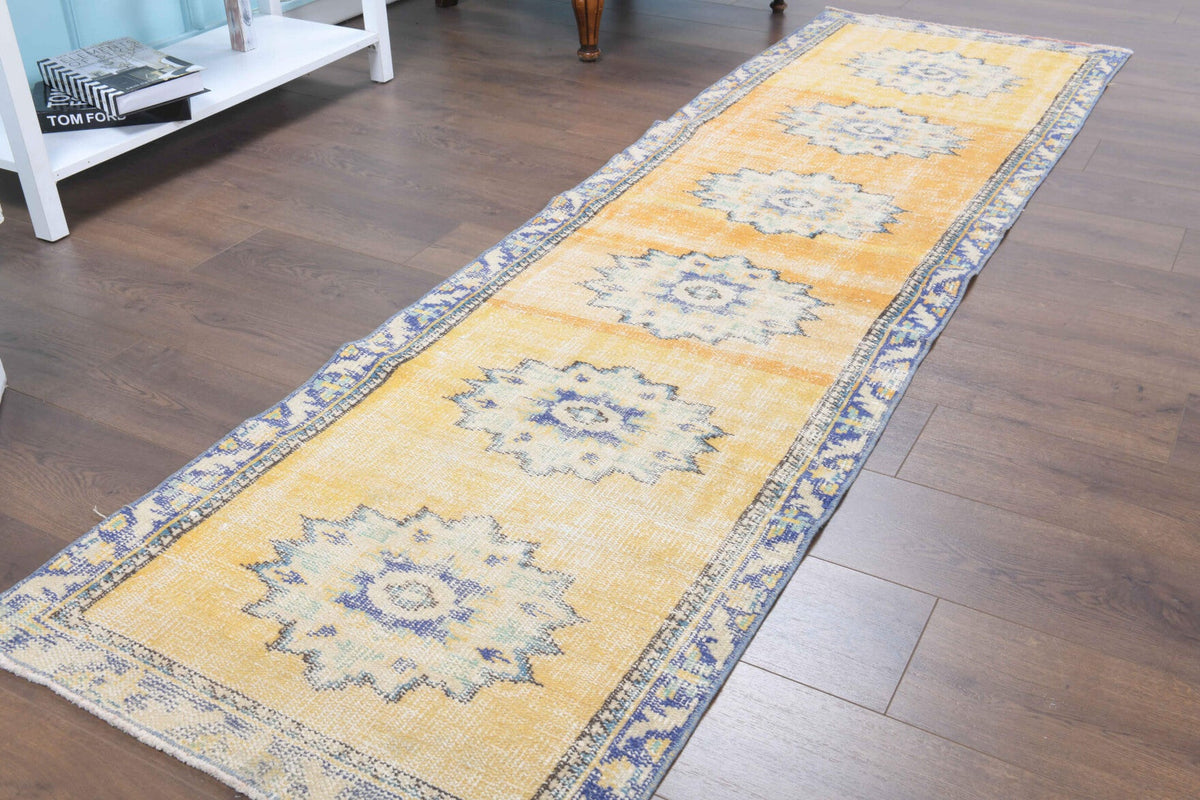 El yapımı vintage yolluk 79x272 cm oryantal desenli yün - detay görünümü