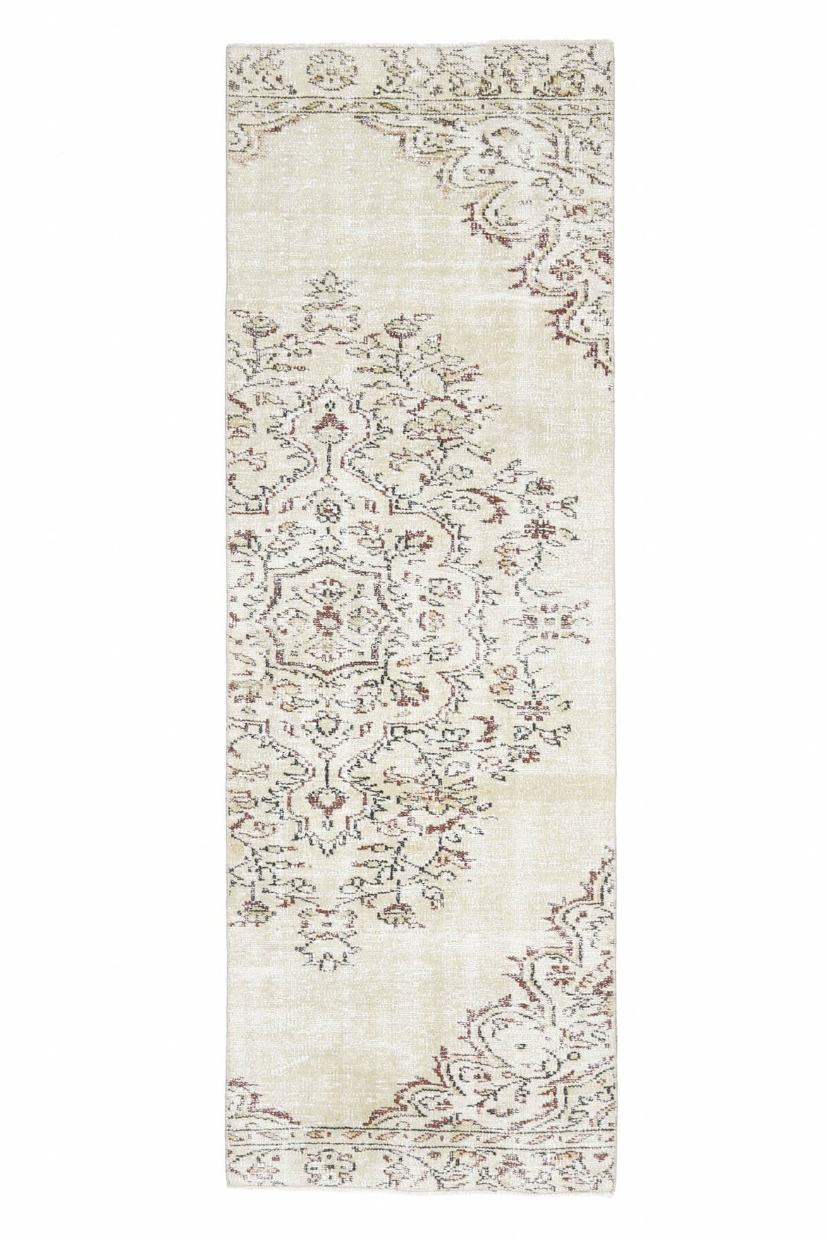 El yapımı vintage yolluk 89x264 cm oryantal desenli yün - farklı açıdan görünüm