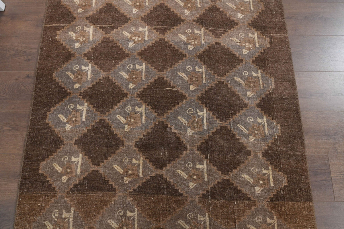 Vintage Brown Flatweave Runner Rug