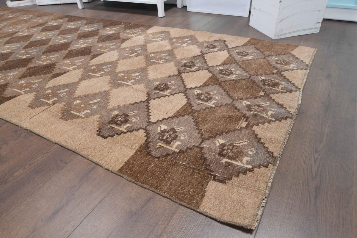 Vintage Brown Flatweave Runner Rug