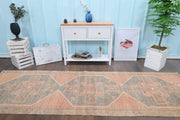 El yapımı vintage yolluk 107x335 cm geometrik desenli yün - detay görünümü