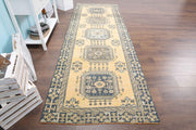 El yapımı vintage yolluk 117x333 cm çiçek desenli desenli yün - detay görünümü