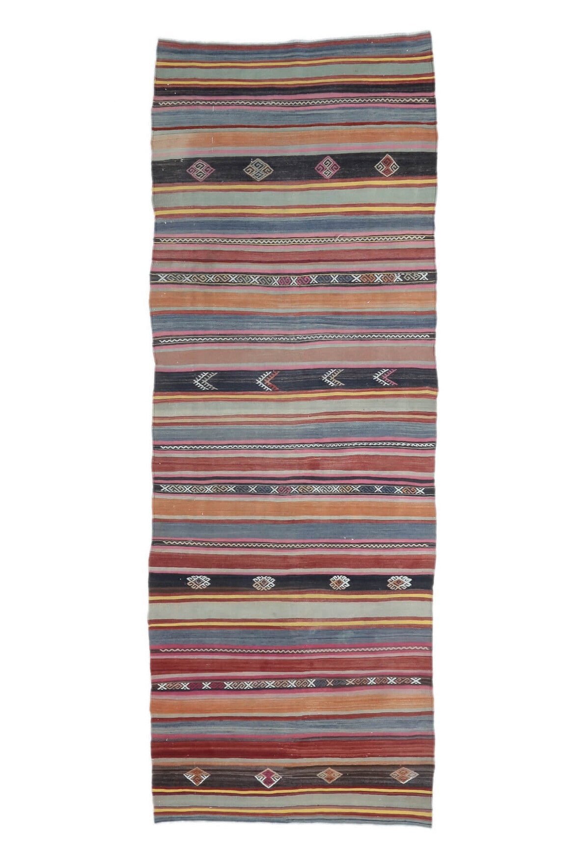 El yapımı vintage yolluk 117x325 cm düz desenli yün - üstten görünüm