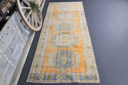 El yapımı vintage yolluk 132x323 cm oryantal desenli yün - detay görünümü