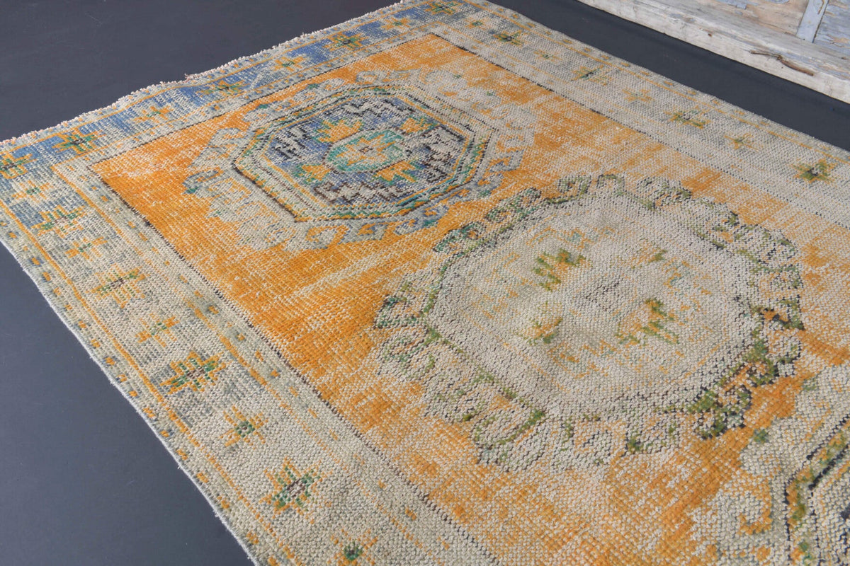El yapımı vintage yolluk 132x323 cm oryantal desenli yün - desen detayı