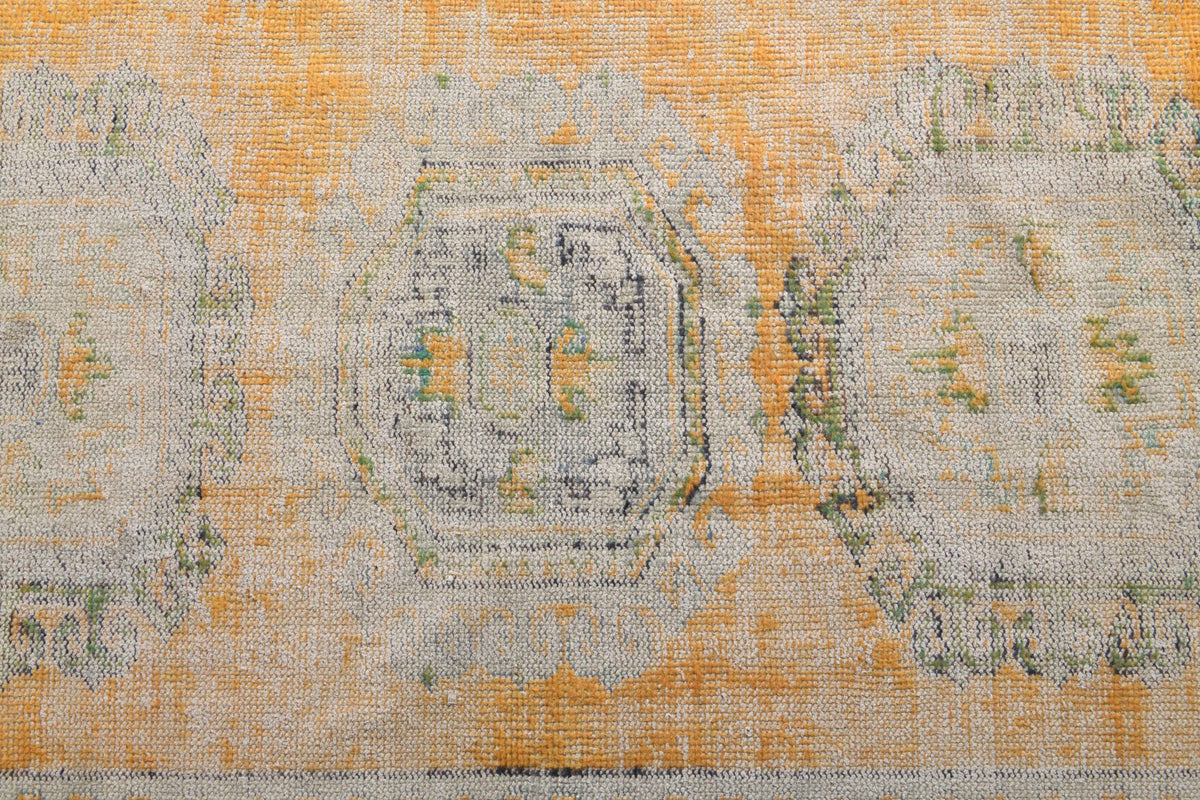 El yapımı vintage yolluk 132x323 cm oryantal desenli yün - üstten görünüm