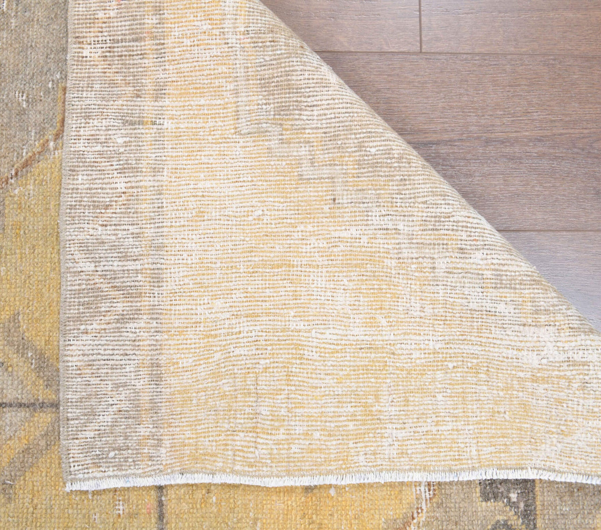 El yapımı vintage yolluk 124x330 cm oryantal desenli yün - kenar ve saçak detayı