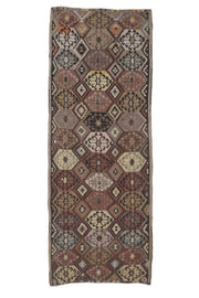 4x12 Vintage Handwoven Brown Kilim Runner