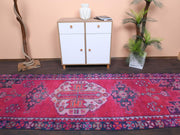 1970'lerden Anadolu kökenli oryantal desenli el dokuma vintage yolluk, 122x355 cm