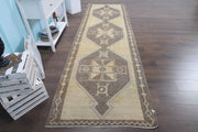 El yapımı vintage yolluk 112x378 cm oryantal desenli yün - detay görünümü