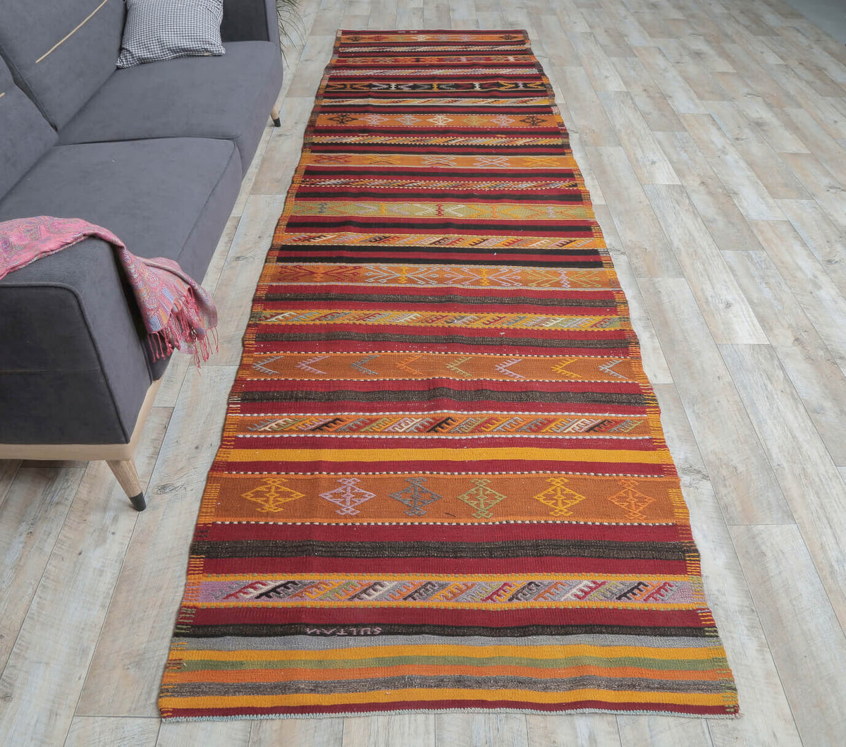 Vintage Sivas Kilim Runner Rug