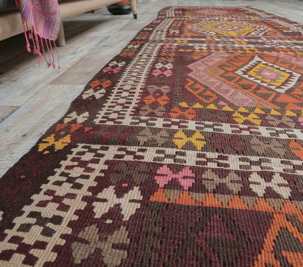 4x14 Vintage Kilim Flatweave Rug Runner