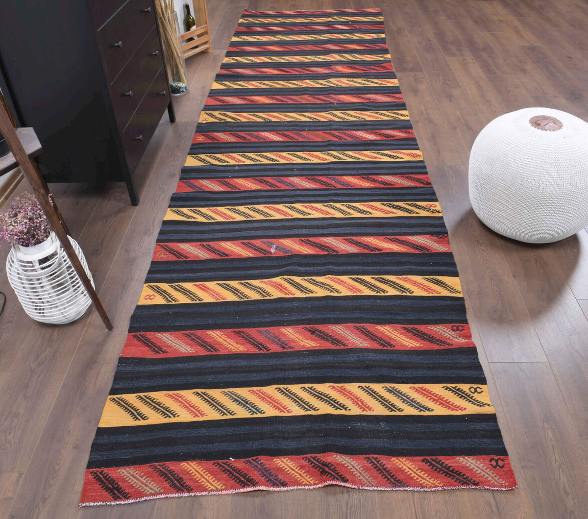 4x14 Wool Vintage Kilim Runner Rug