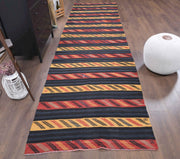 1960'lardan Anadolu kökenli kilim motifli vintage kilim yolluk, 118x430 cm
