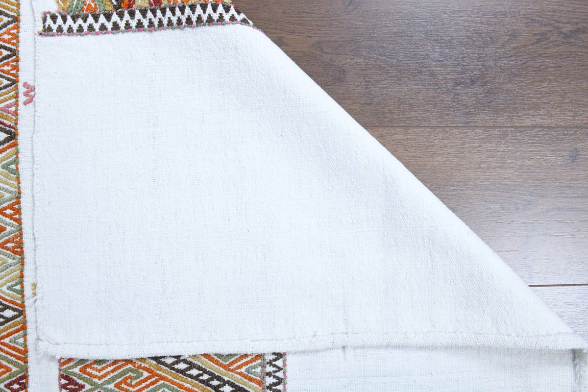 El yapımı vintage halı 119x132 cm kilim desenli yün - desen detayı