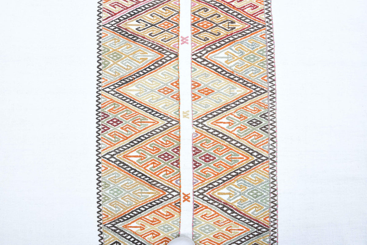 El yapımı vintage halı 119x132 cm kilim desenli yün - açık alan görünümü