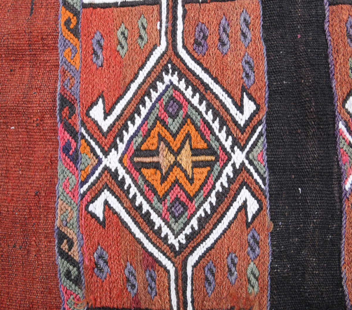 El yapımı vintage halı 112x150 cm kilim desenli yün - desen detayı