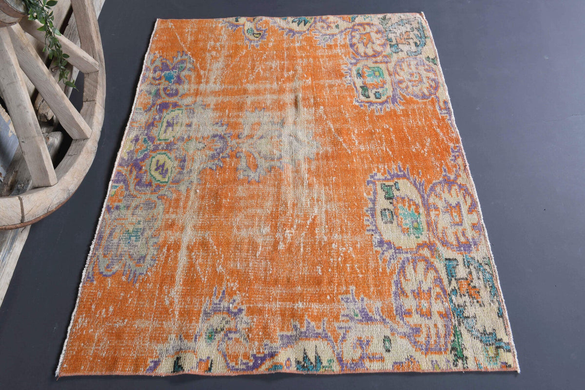 El yapımı vintage halı 91x122 cm oryantal desenli yün - detay görünümü