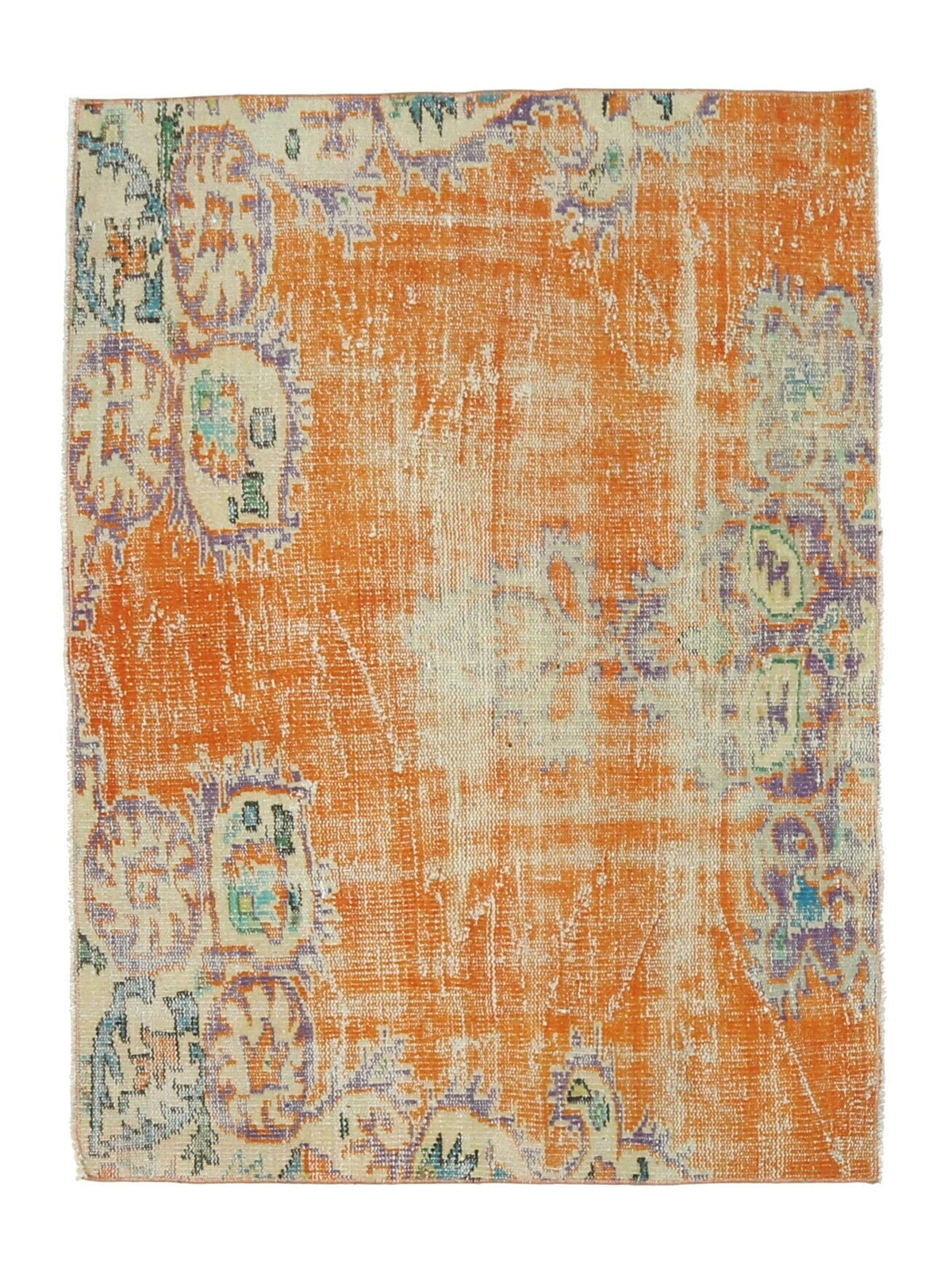 El yapımı vintage halı 91x122 cm oryantal desenli yün - farklı açıdan görünüm