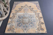 El yapımı vintage halı 117x155 cm oryantal desenli yün - detay görünümü