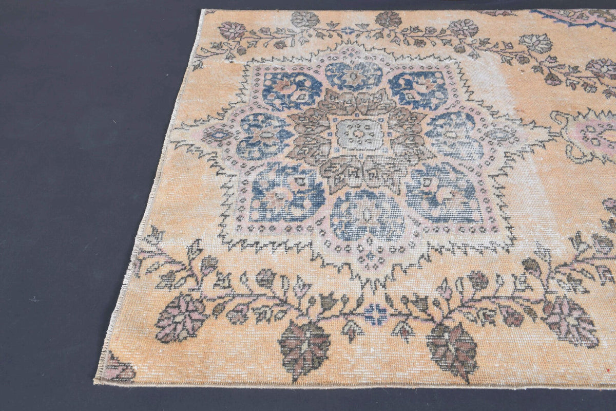 El yapımı vintage halı 117x155 cm oryantal desenli yün - desen detayı