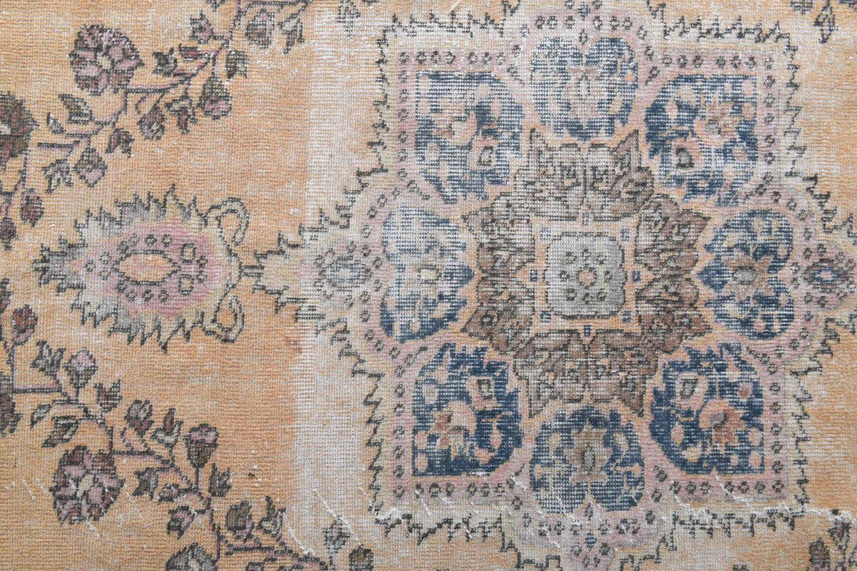 El yapımı vintage halı 117x155 cm oryantal desenli yün - üstten görünüm