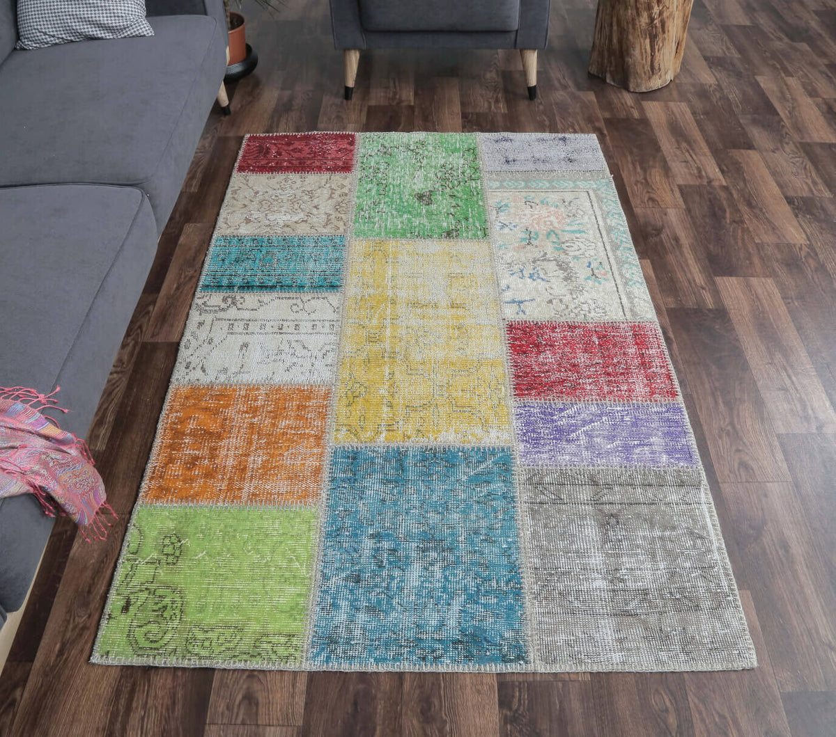 4x6 Vintage Handmade Geometric Area Rug