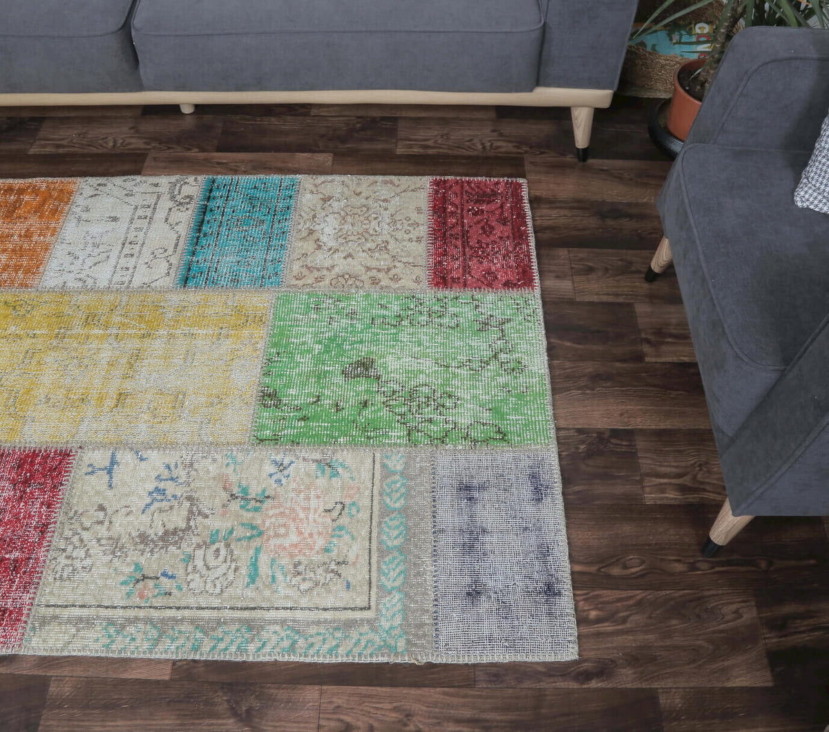 4x6 Vintage Handmade Geometric Area Rug