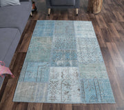 1970'lerden Anadolu kökenli soyut desenli patchwork vintage halı, 120x179 cm