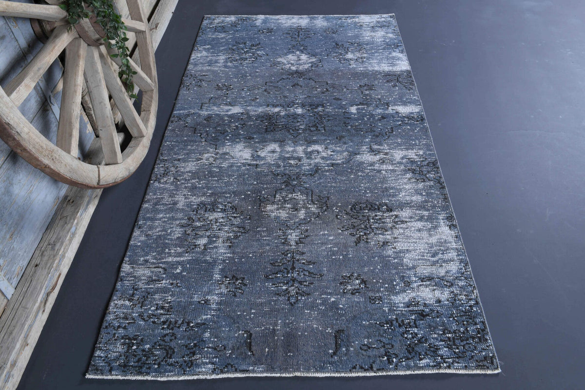 El yapımı vintage halı 117x224 cm çiçek desenli desenli yün - detay görünümü