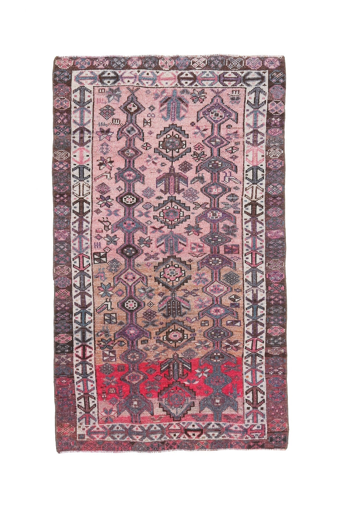 El yapımı vintage halı 119x208 cm i̇kat desenli yün - farklı açıdan görünüm