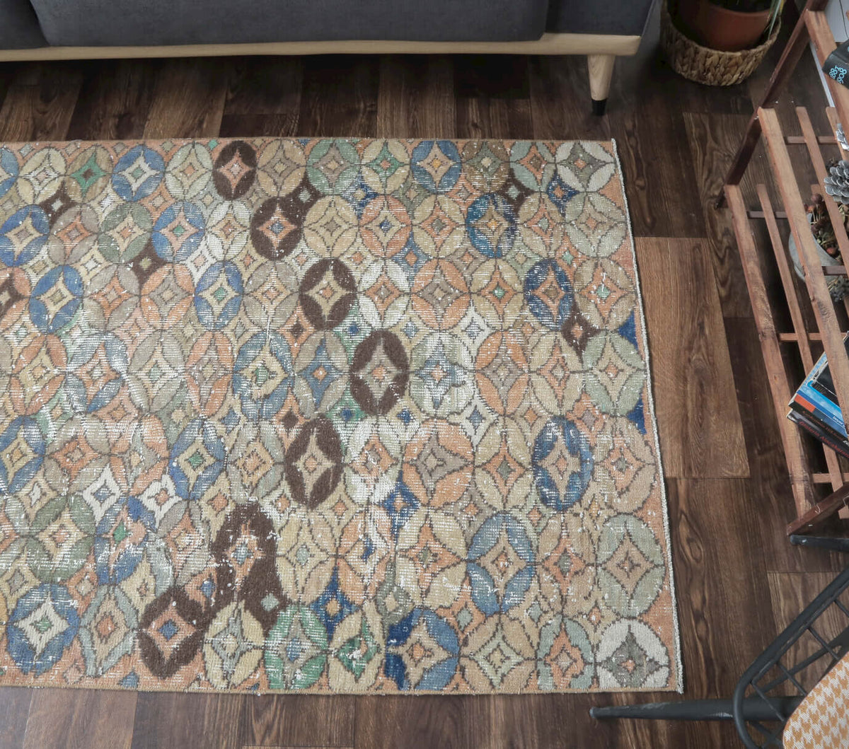 4x7 Vintage Handmade Anatolian Retro Rug