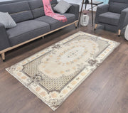 El yapımı vintage halı 109x211 cm oryantal desenli yün - detay görünümü
