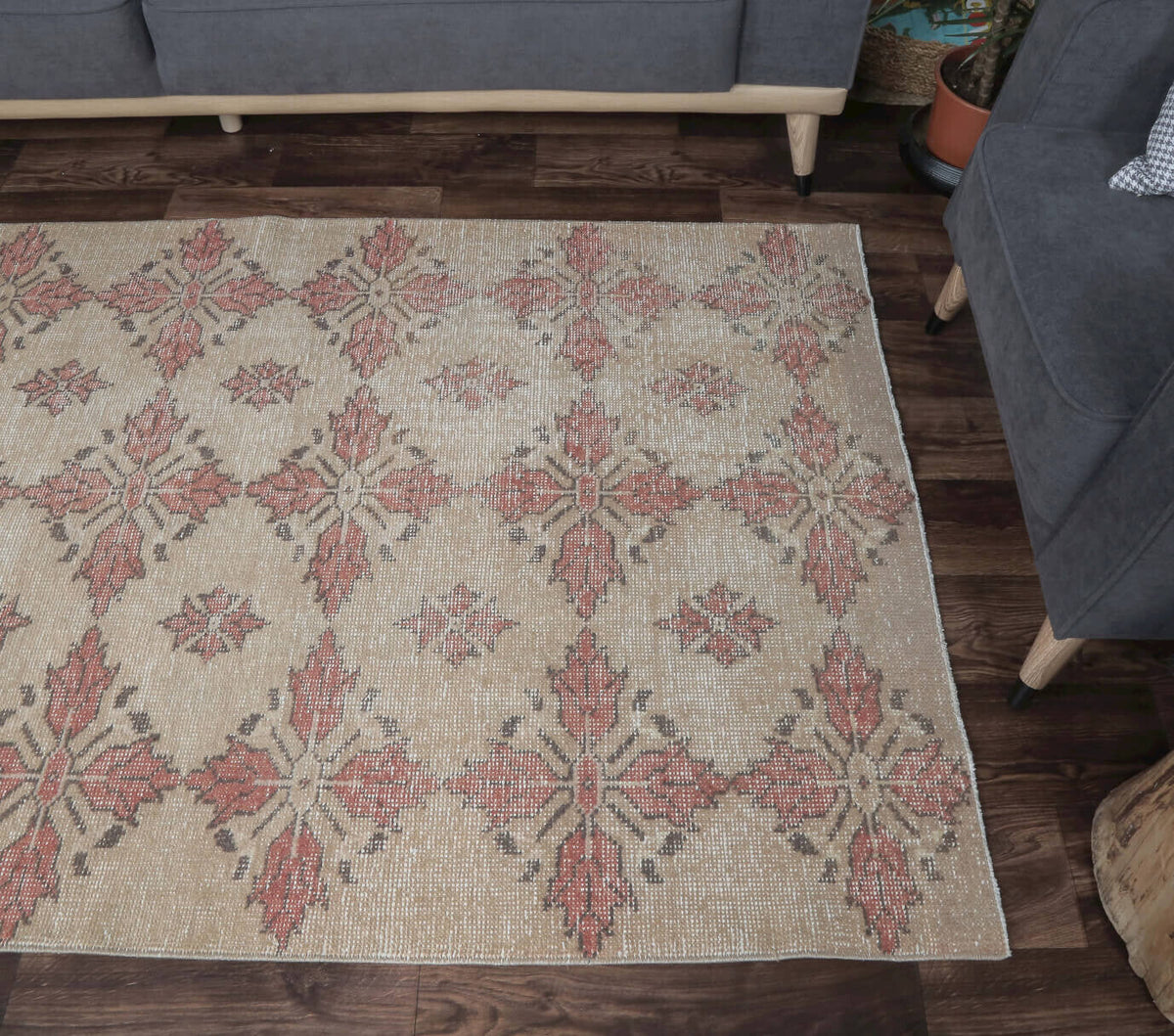 4x7 Vintage Handmade Floral Anatolian Area Rug