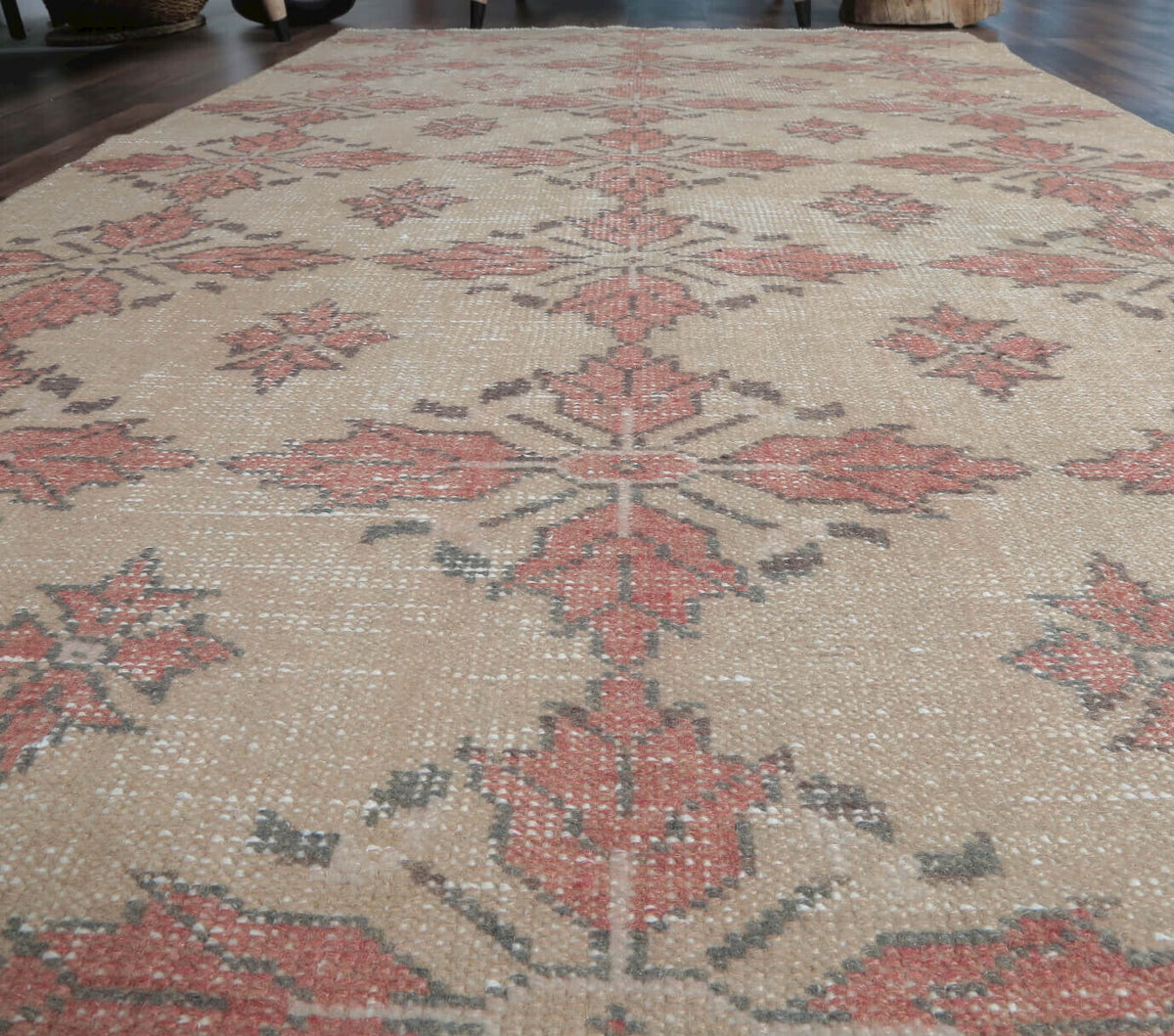 4x7 Vintage Handmade Floral Anatolian Area Rug