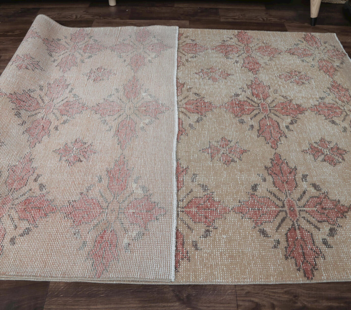 4x7 Vintage Handmade Floral Anatolian Area Rug