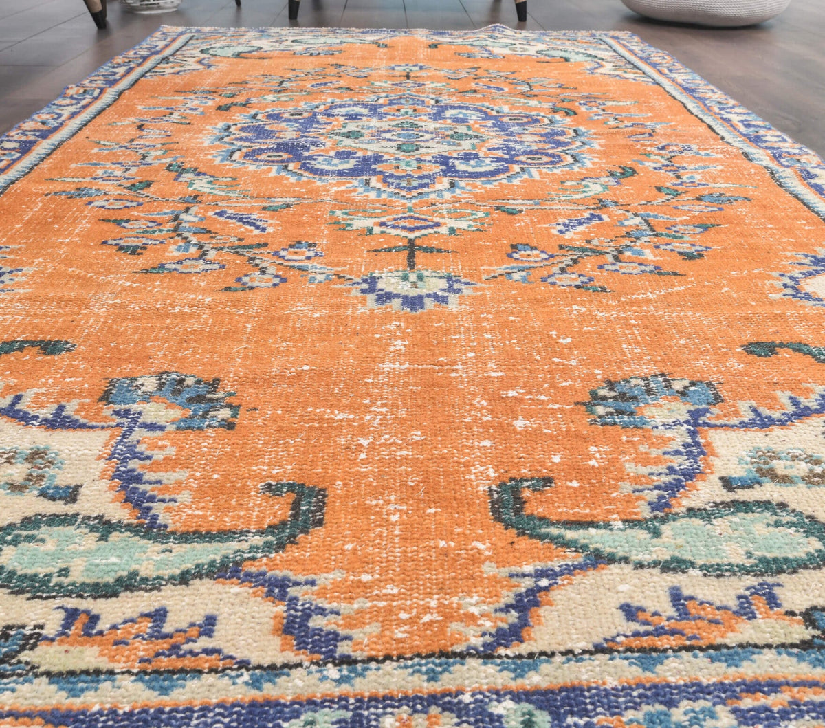 4x7 Vintage Orange Area Rug