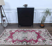 El yapımı vintage halı 91x213 cm çiçek desenli desenli yün - detay görünümü
