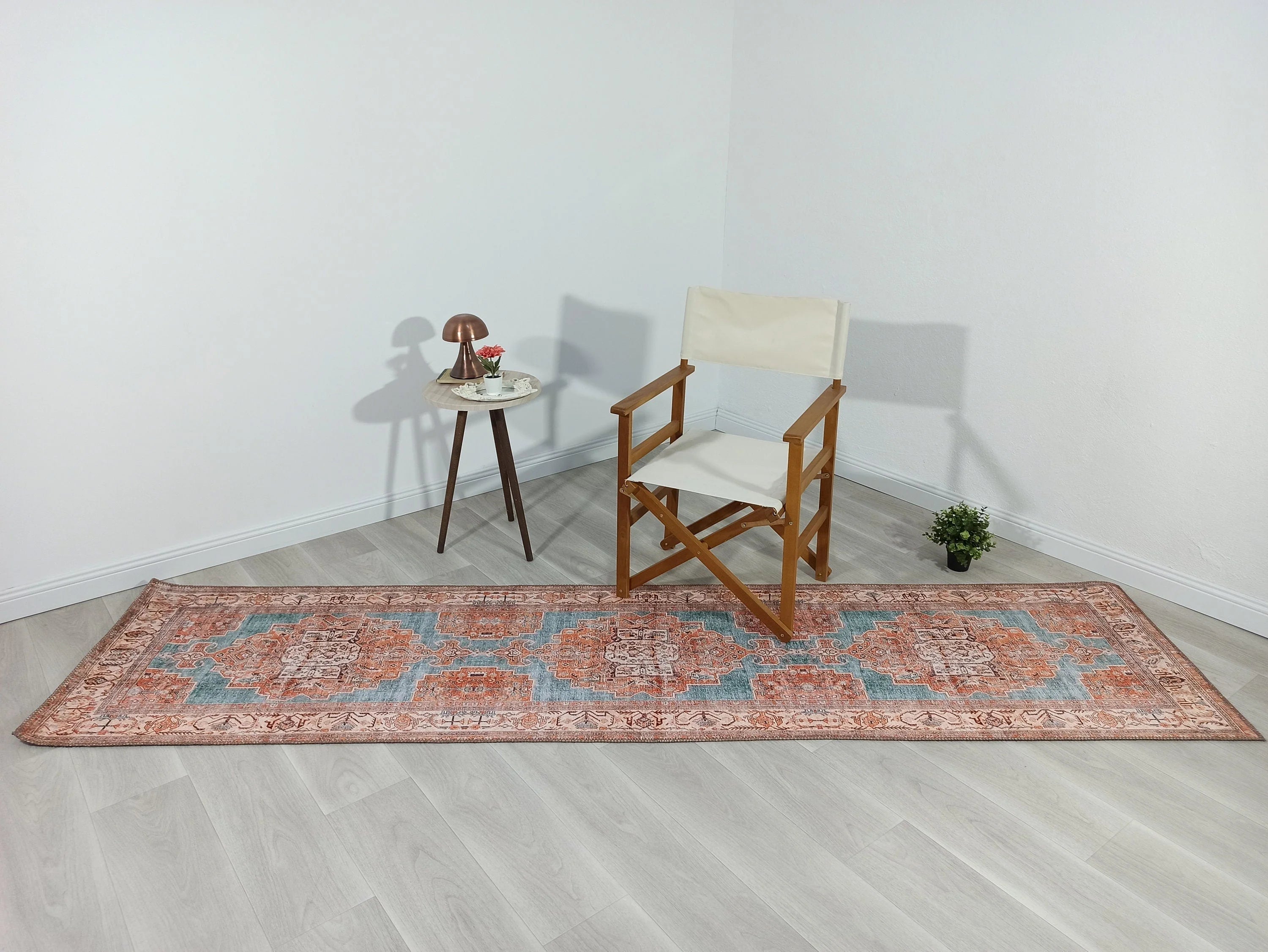 Red and Blue Medallion Patterned Vintage Rug - CLEARANCE - 50010TOU