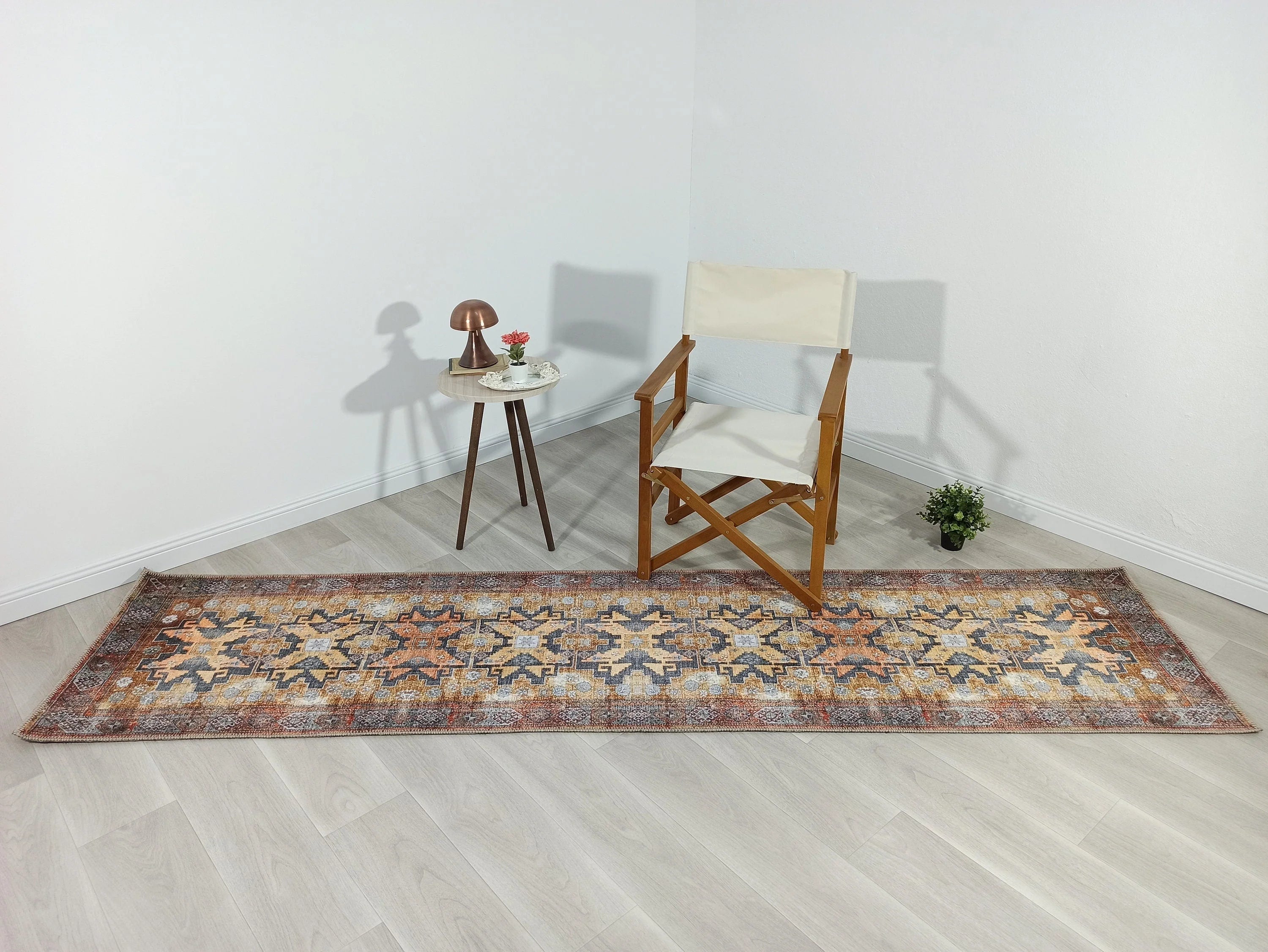 Red and Blue Medallion Patterned Vintage Rug - CLEARANCE - 50037SOU