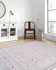 Açık Gri Renkli Kare Desenli Modern Kilim Halı