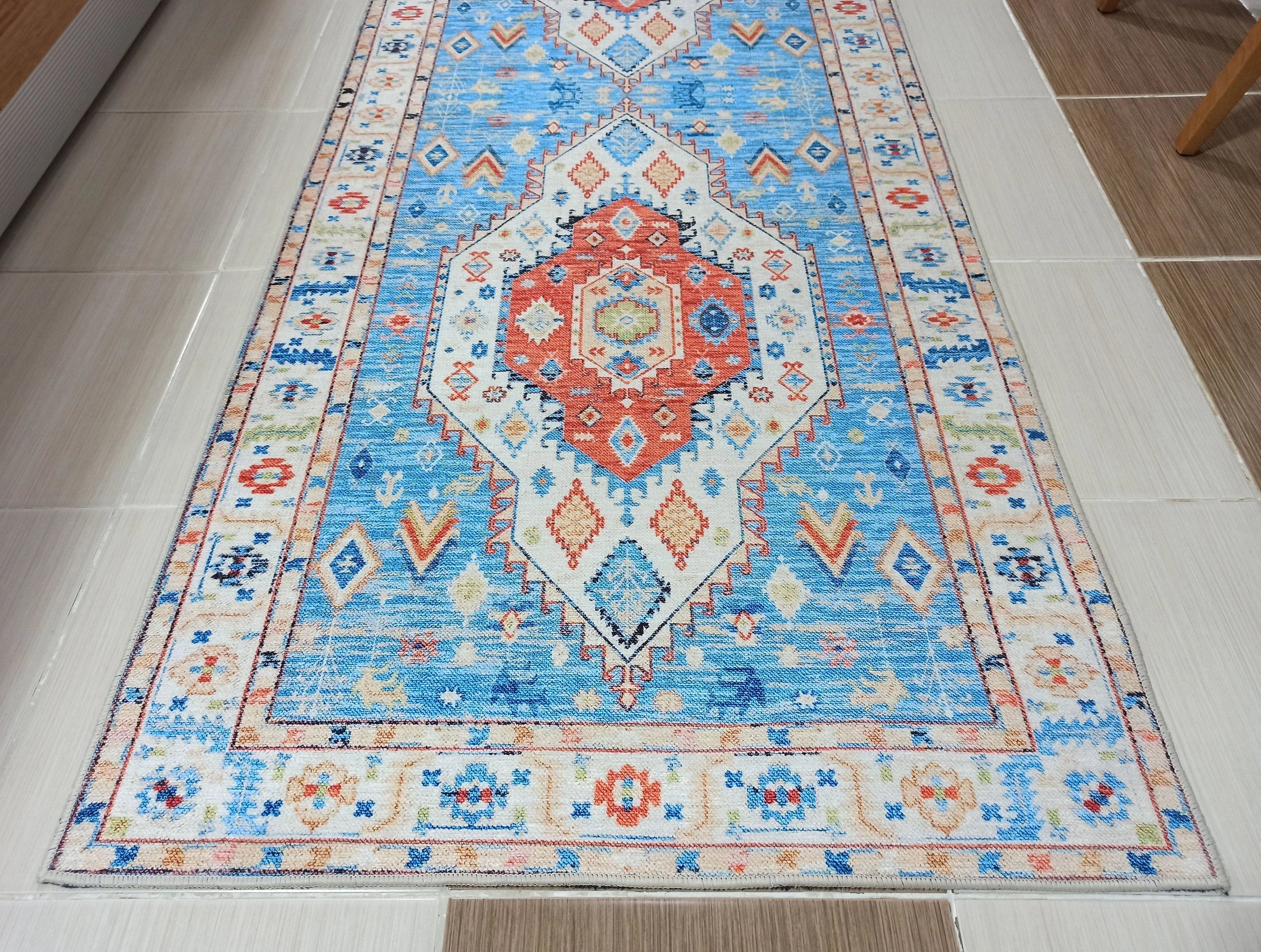 Gray Geometric Patterned Vintage Carpet - CLEARANCE - 11448OU