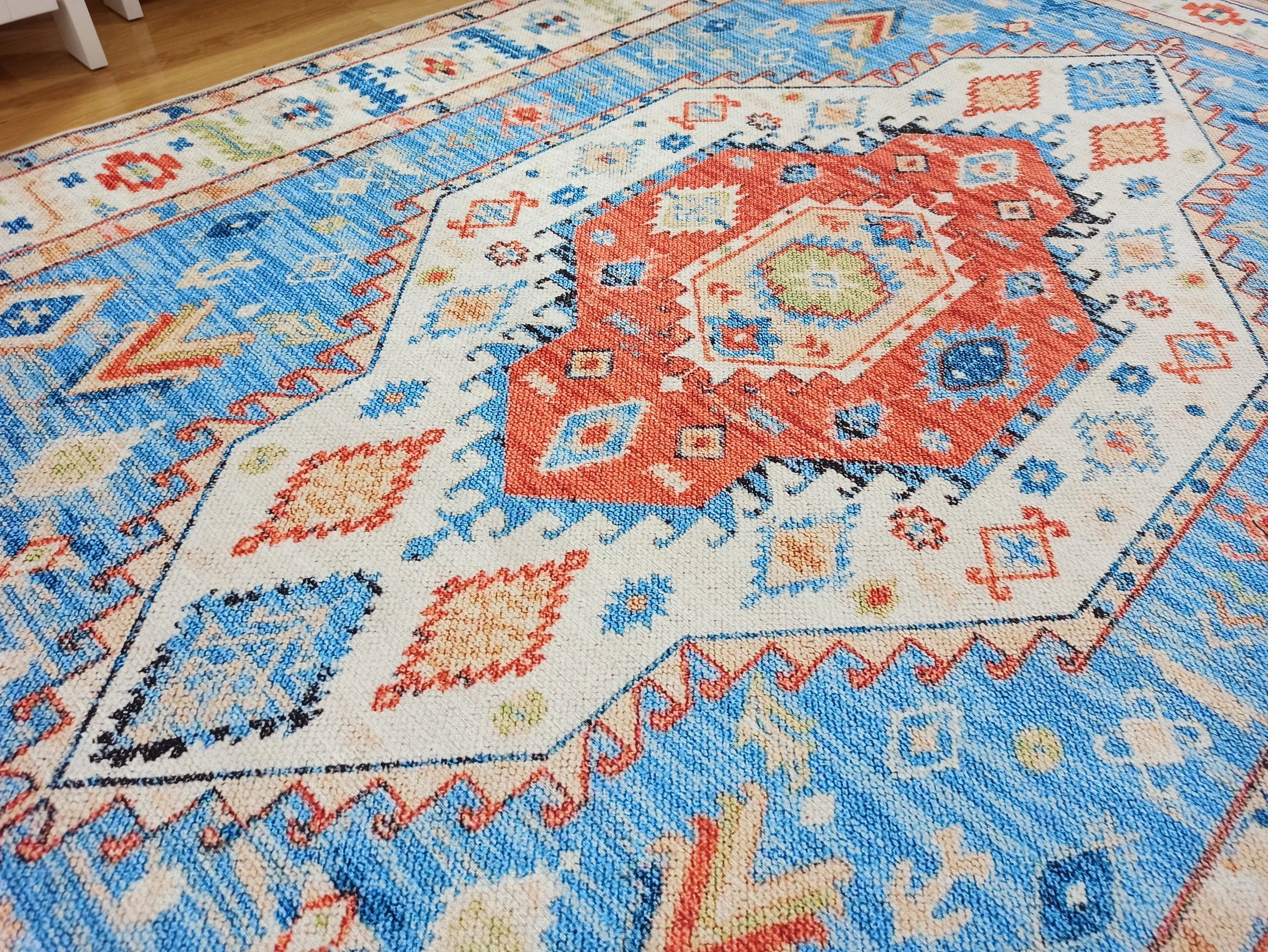 Gray Geometric Patterned Vintage Carpet - CLEARANCE - 11448OU
